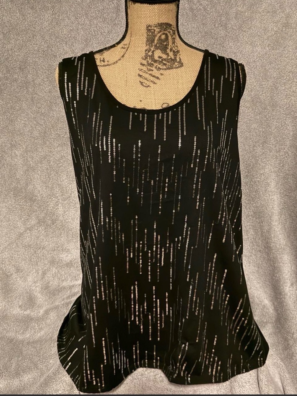 feathers Black Sequin-Striped Sleeveless Camisole
